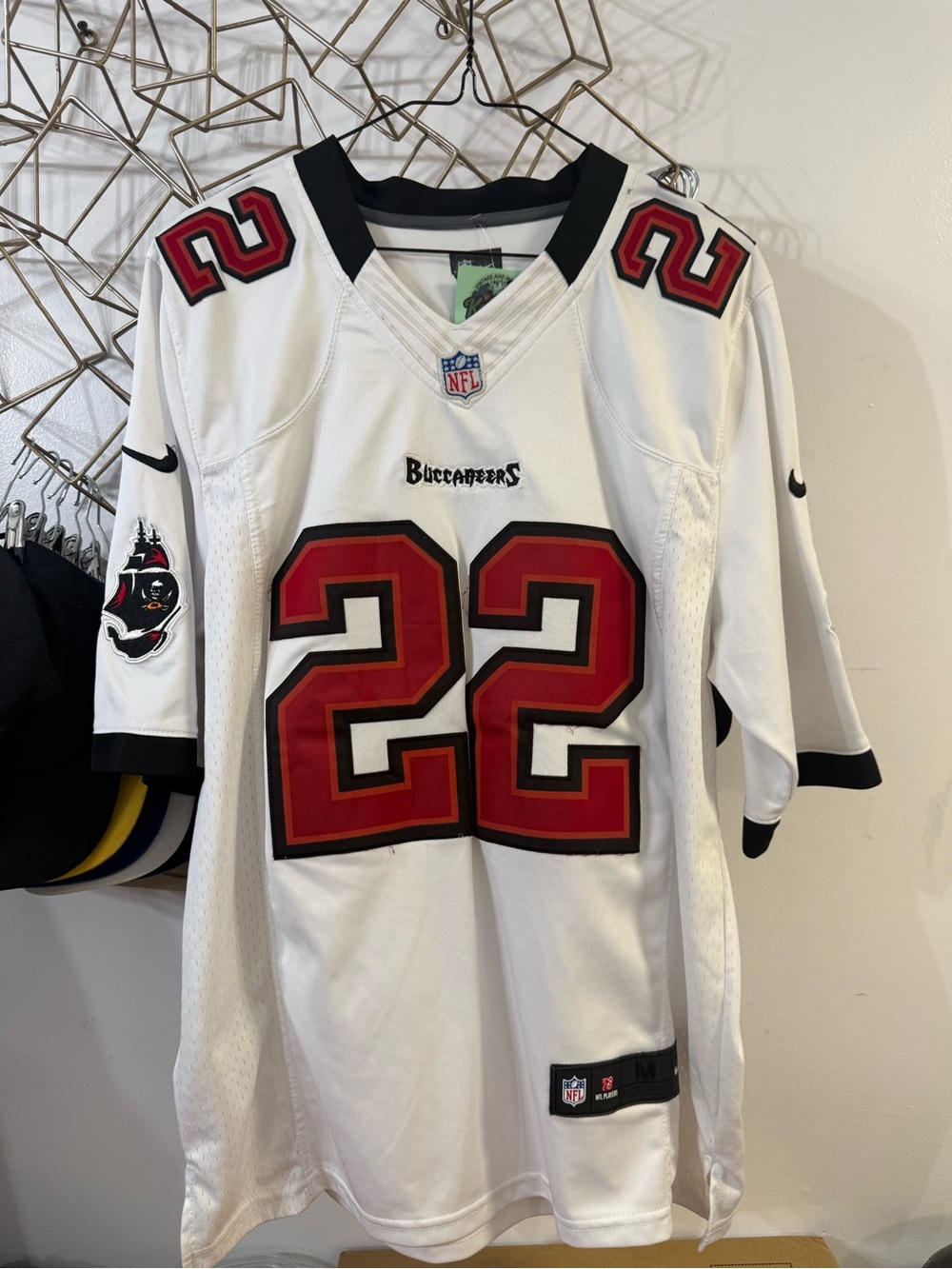 Nike White Buccaneers #22 Football Jersey with Red and Black Accents